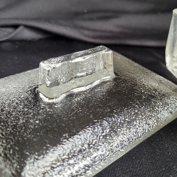 Vintage Glass Dish with Lid in Silver Tone Tray Holder Approx 5x4x3.5" - Picture 6 of 11